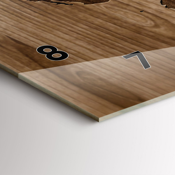 Horloge rectangulaire horizontale Carte du monde sur bois