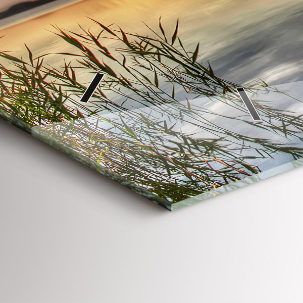 Horloge rectangulaire horizontale Coucher de soleil sur le lac