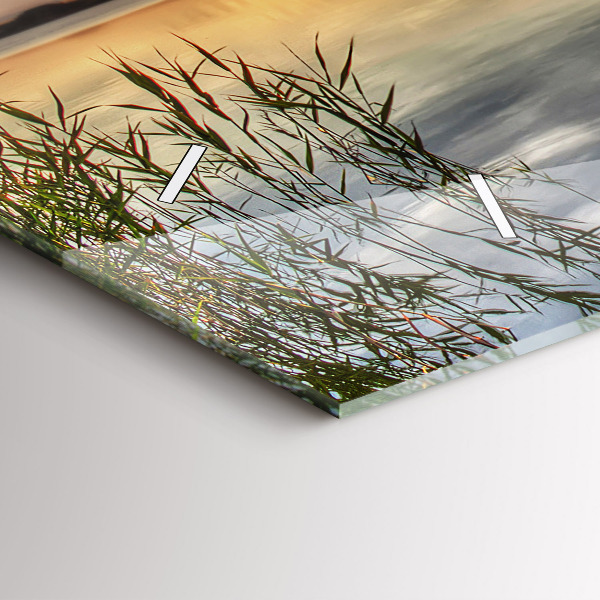 Horloge rectangulaire horizontale Coucher de soleil sur le lac