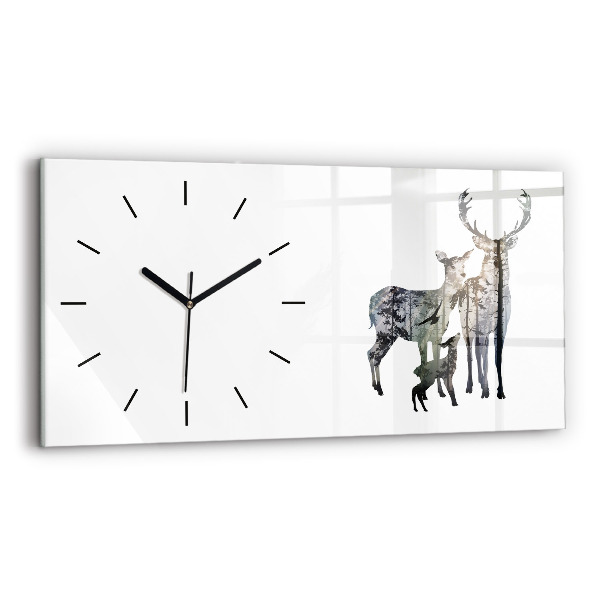 Horloge rectangulaire horizontale Famille des cerfs