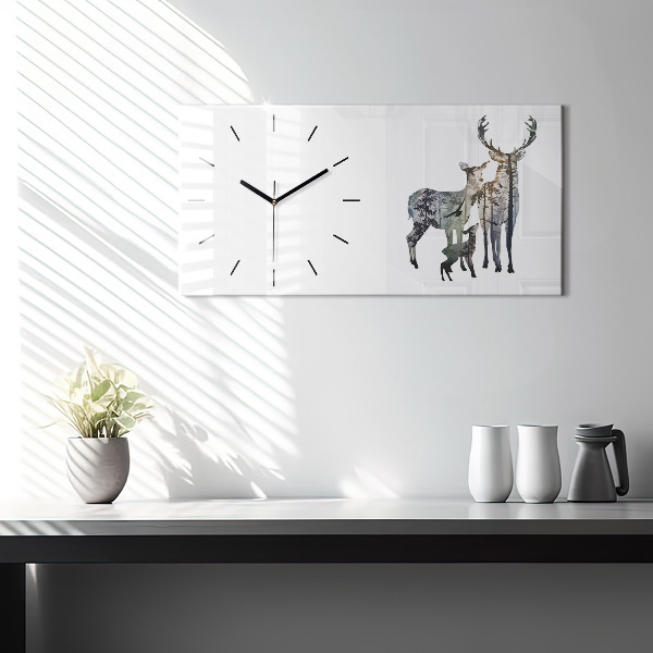 Horloge rectangulaire horizontale Famille des cerfs