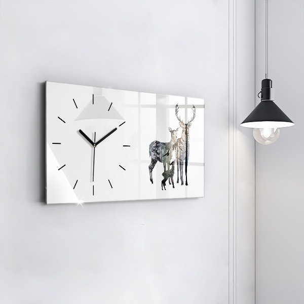 Horloge rectangulaire horizontale Famille des cerfs