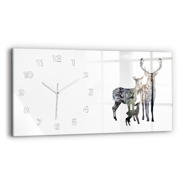 Horloge rectangulaire horizontale Famille des cerfs