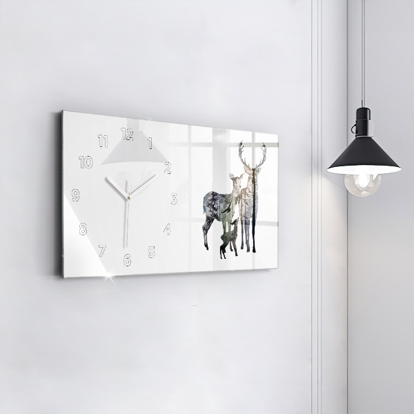 Horloge rectangulaire horizontale Famille des cerfs