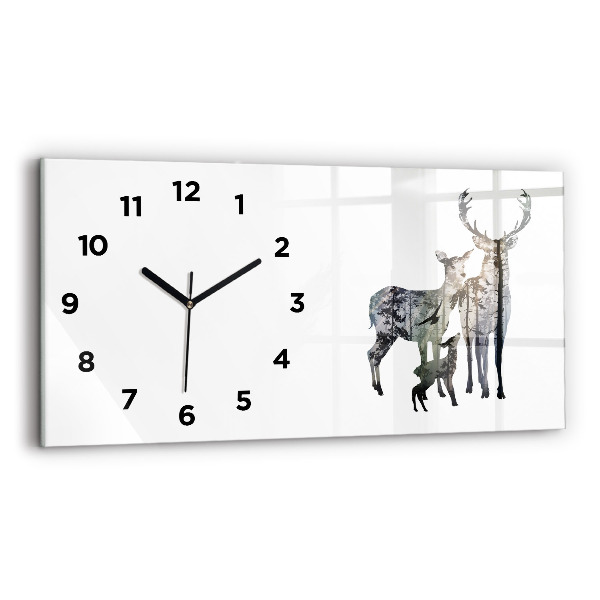 Horloge rectangulaire horizontale Famille des cerfs