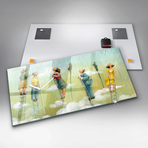 Horloge rectangulaire horizontale 'Les gens sur l''échelle'