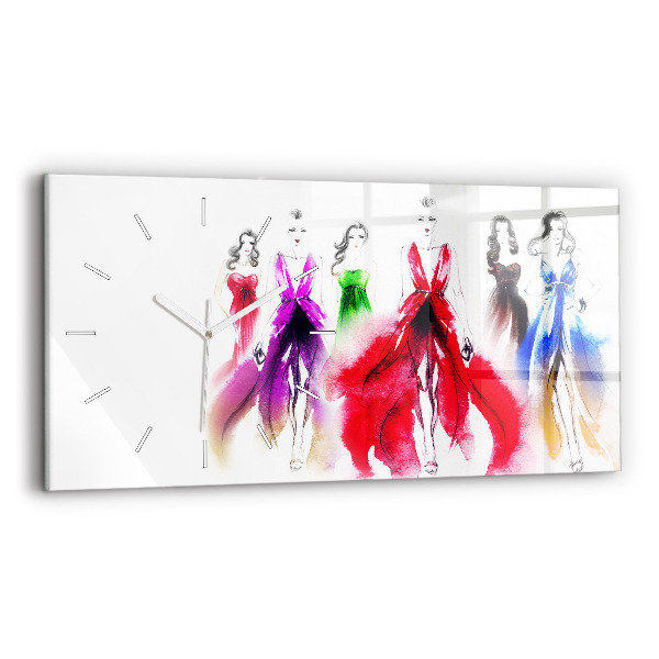 Horloge rectangulaire horizontale Femmes en robes colorées