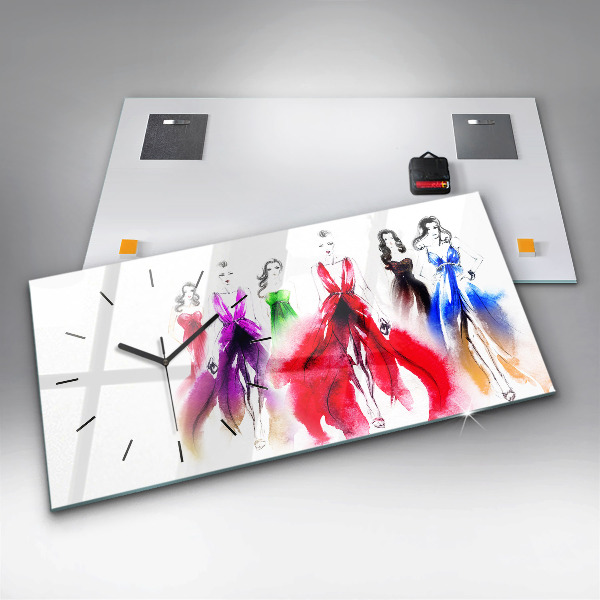 Horloge rectangulaire horizontale Femmes en robes colorées
