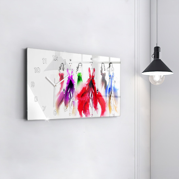 Horloge rectangulaire horizontale Femmes en robes colorées