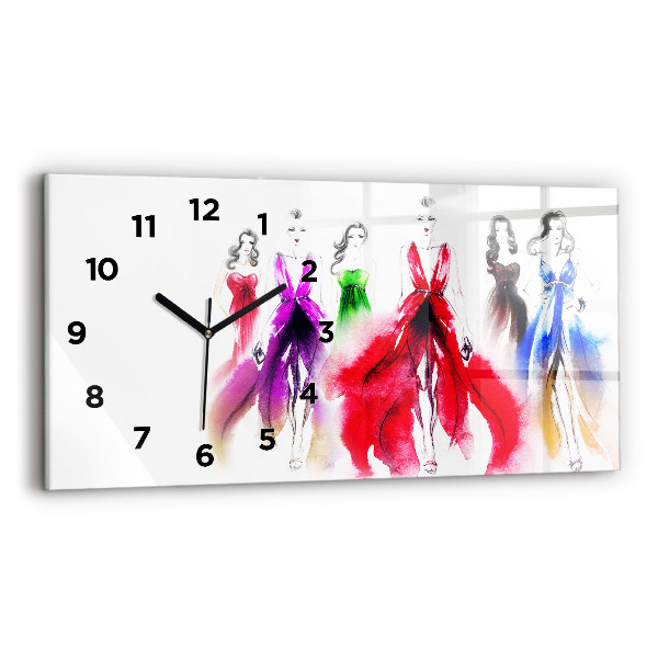 Horloge rectangulaire horizontale Femmes en robes colorées