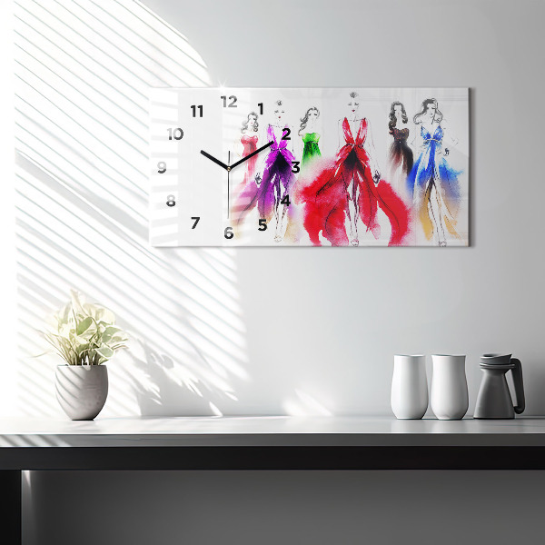 Horloge rectangulaire horizontale Femmes en robes colorées