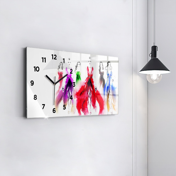 Horloge rectangulaire horizontale Femmes en robes colorées
