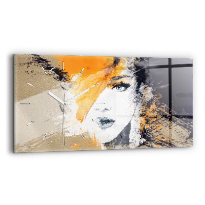 Horloge rectangulaire horizontale 'Portrait d''une femme abstrait'