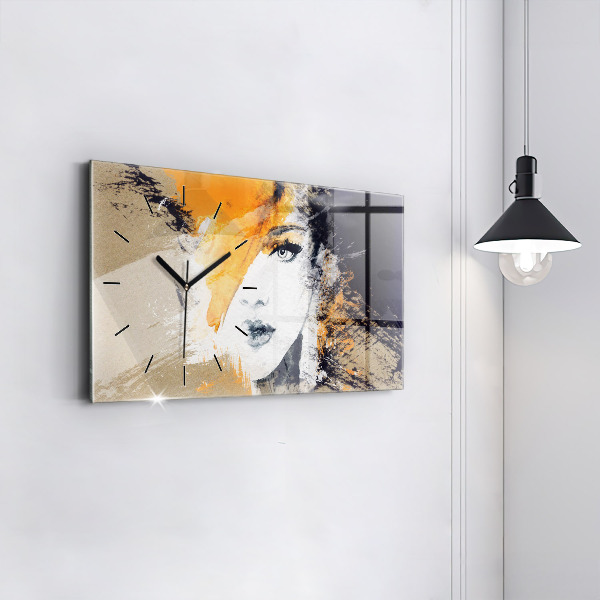 Horloge rectangulaire horizontale 'Portrait d''une femme abstrait'