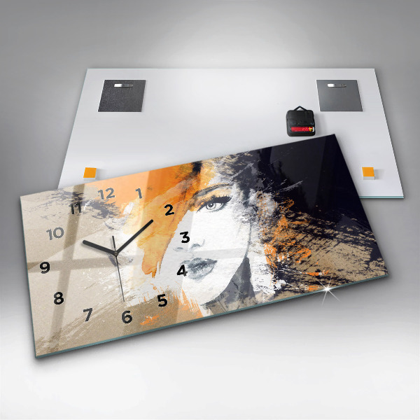 Horloge rectangulaire horizontale 'Portrait d''une femme abstrait'