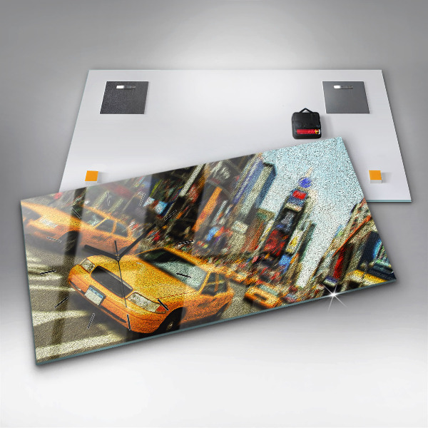 Horloge rectangulaire horizontale Les taxis de New York