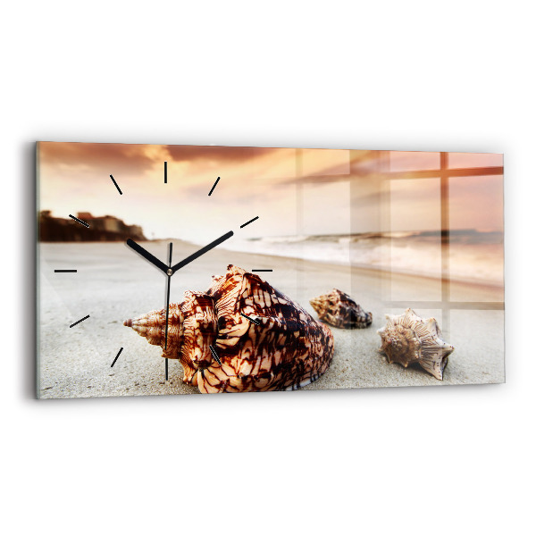 Horloge rectangulaire horizontale Un coquillage sur la plage