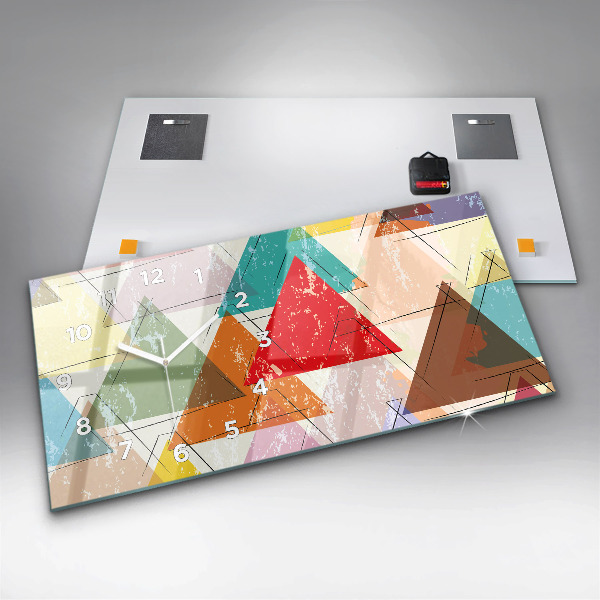 Horloge rectangulaire horizontale Motif géométrique triangulaire