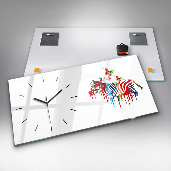 Horloge rectangulaire horizontale Zèbre coloré