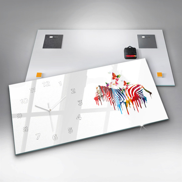 Horloge rectangulaire horizontale Zèbre coloré