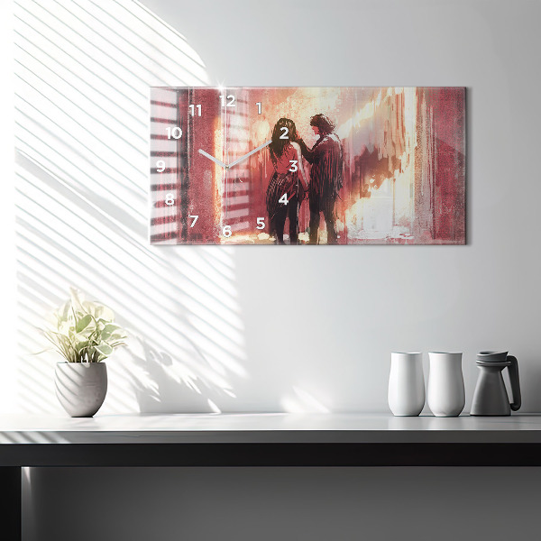 Horloge rectangulaire horizontale Jeune couple amoureux