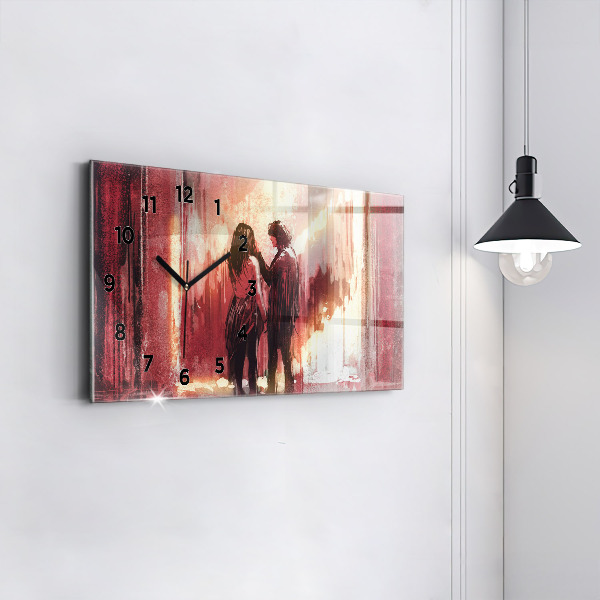 Horloge rectangulaire horizontale Jeune couple amoureux