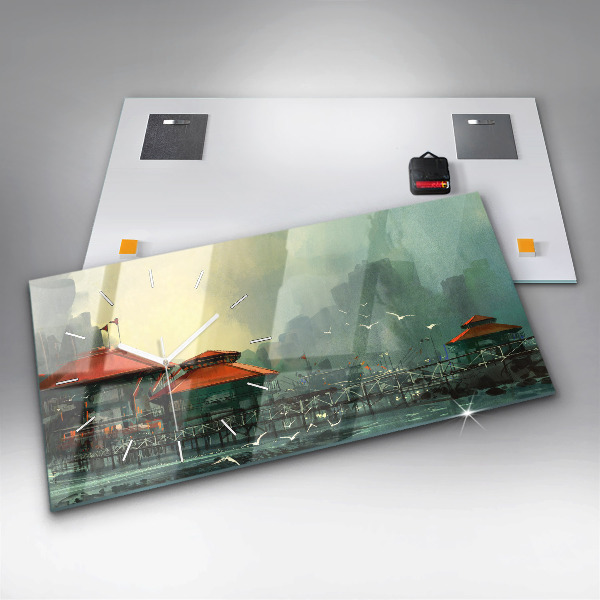 Horloge rectangulaire horizontale Village de pêcheurs