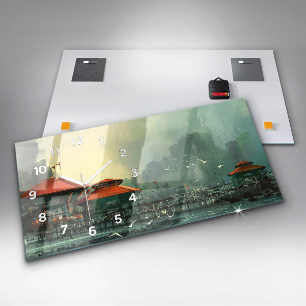 Horloge rectangulaire horizontale Village de pêcheurs