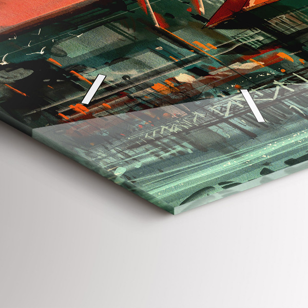 Horloge rectangulaire horizontale Village de pêcheurs