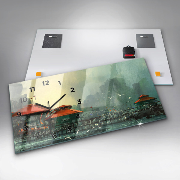 Horloge rectangulaire horizontale Village de pêcheurs