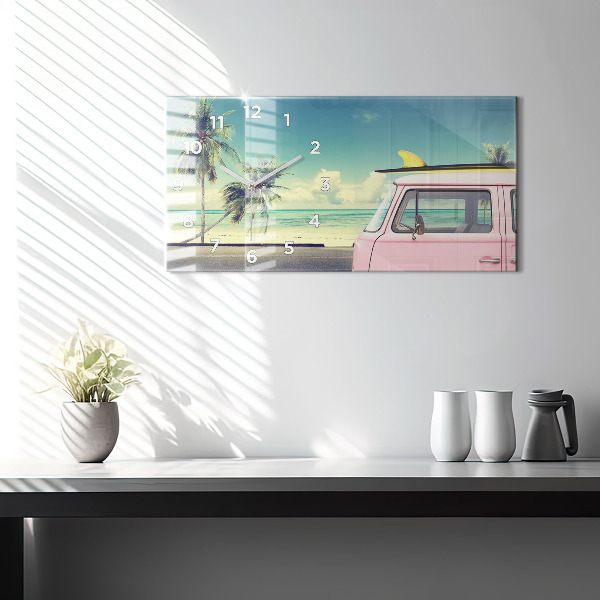 Horloge rectangulaire horizontale Voiture avec planche de surf