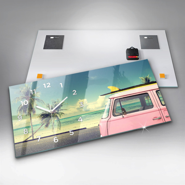 Horloge rectangulaire horizontale Voiture avec planche de surf