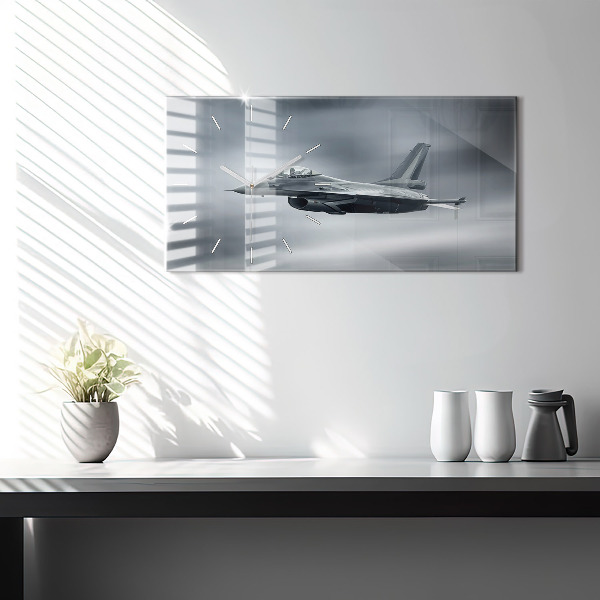Horloge rectangulaire horizontale Avion militaire en vol