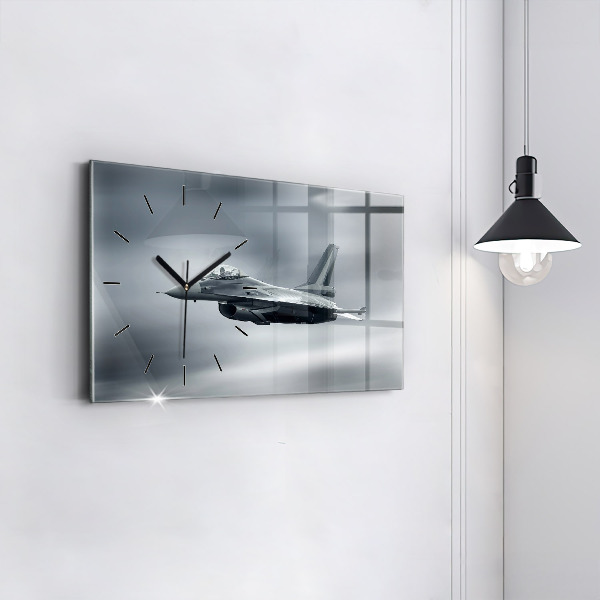 Horloge rectangulaire horizontale Avion militaire en vol