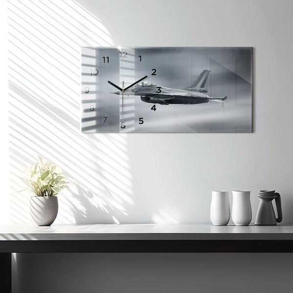 Horloge rectangulaire horizontale Avion militaire en vol