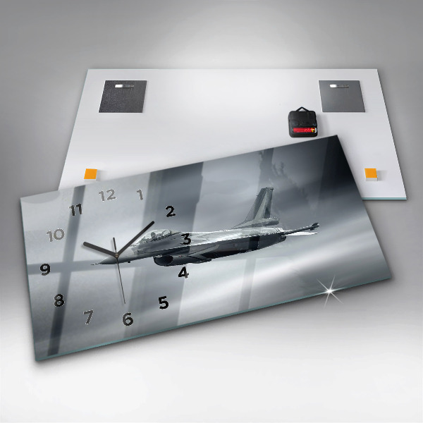 Horloge rectangulaire horizontale Avion militaire en vol