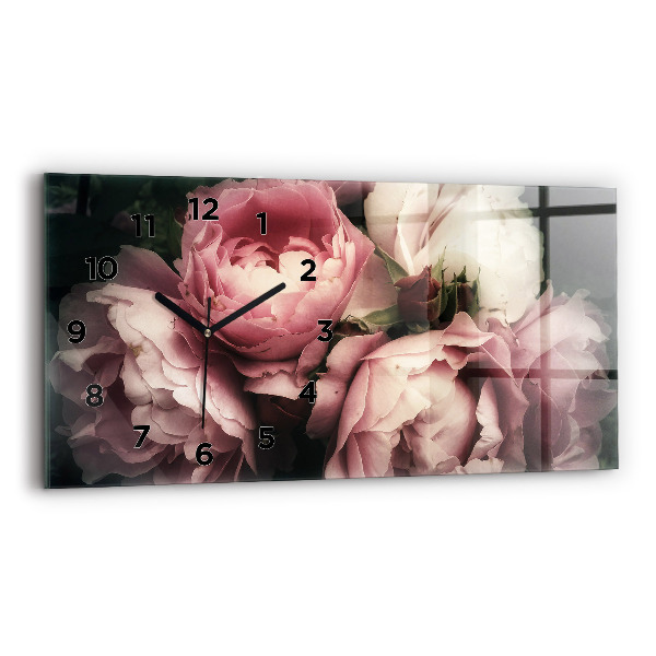 Horloge murale horizontale Bouquet de roses roses