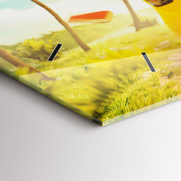 Horloge murale horizontale Voiture avec planche de surf