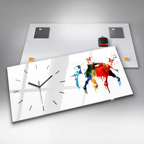 Horloge murale horizontale Éléphant peint en couleurs