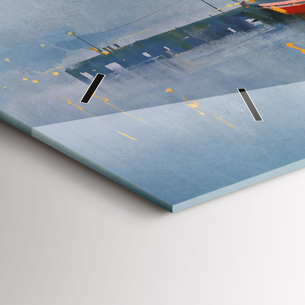 Horloge murale horizontale Bateau de pêche au port