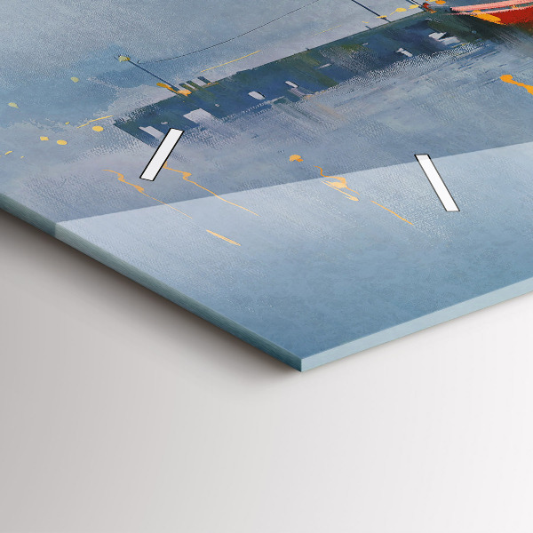 Horloge murale horizontale Bateau de pêche au port