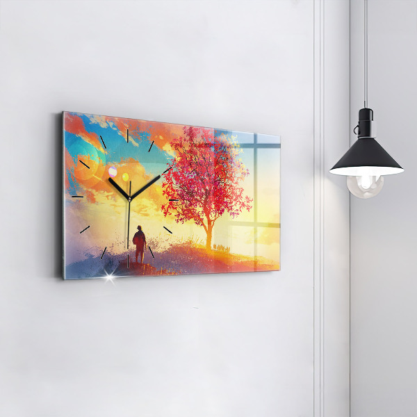 Horloge murale horizontale 'Paysage d''automne'