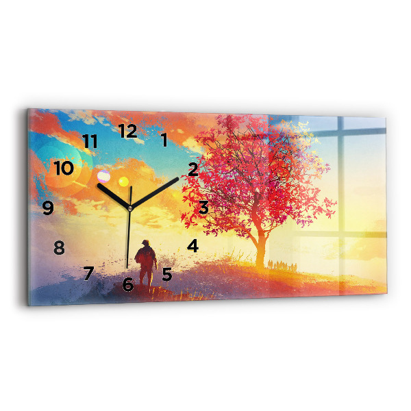Horloge murale horizontale 'Paysage d''automne'