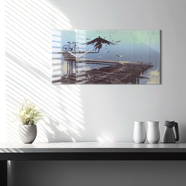 Horloge murale horizontale 'Vélo d''ange'