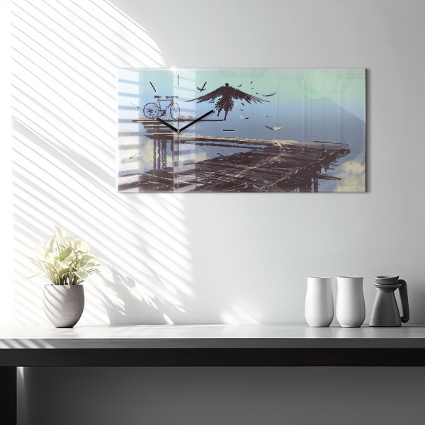 Horloge murale horizontale 'Vélo d''ange'