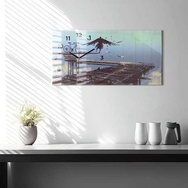 Horloge murale horizontale 'Vélo d''ange'