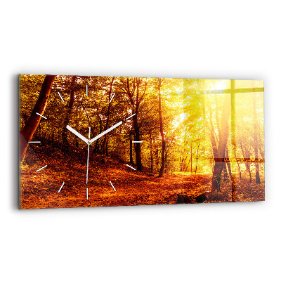 Horloge murale horizontale Paysage forestier au soleil