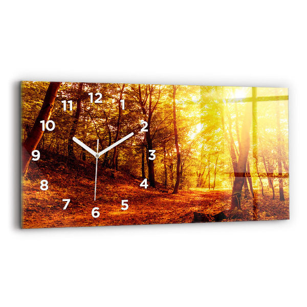 Horloge murale horizontale Paysage forestier au soleil