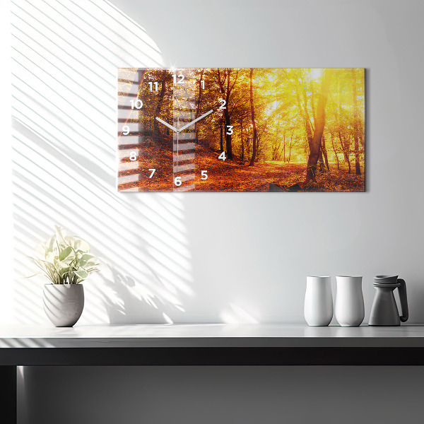 Horloge murale horizontale Paysage forestier au soleil