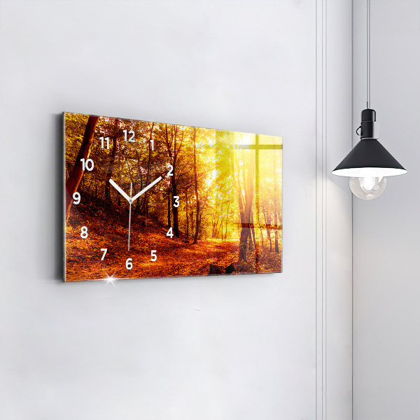 Horloge murale horizontale Paysage forestier au soleil
